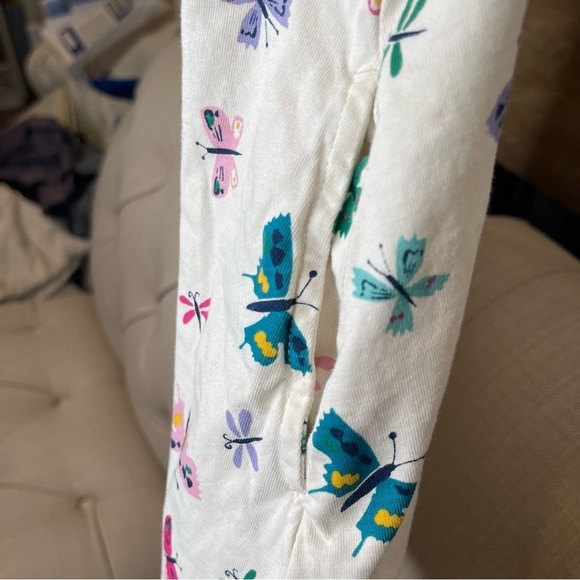 Bc: HANNA ANDERSSON RUFFLE NECK SWING CREAM DRESS ECRU BUTTERFLIES Sz 6-7_120cm - Picture 8 of 9